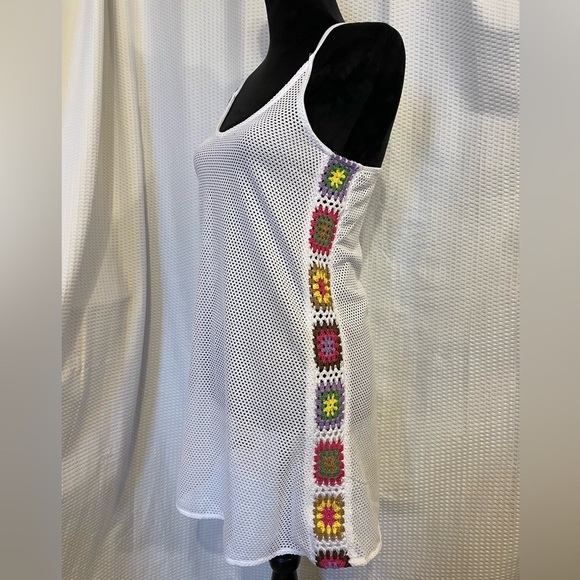 No Boundaries Other - No Boundaries white & multicolored granny square crochet swim cover-up XS NWT